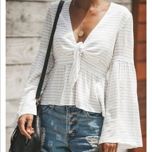 VICI blurred lines tie blouse